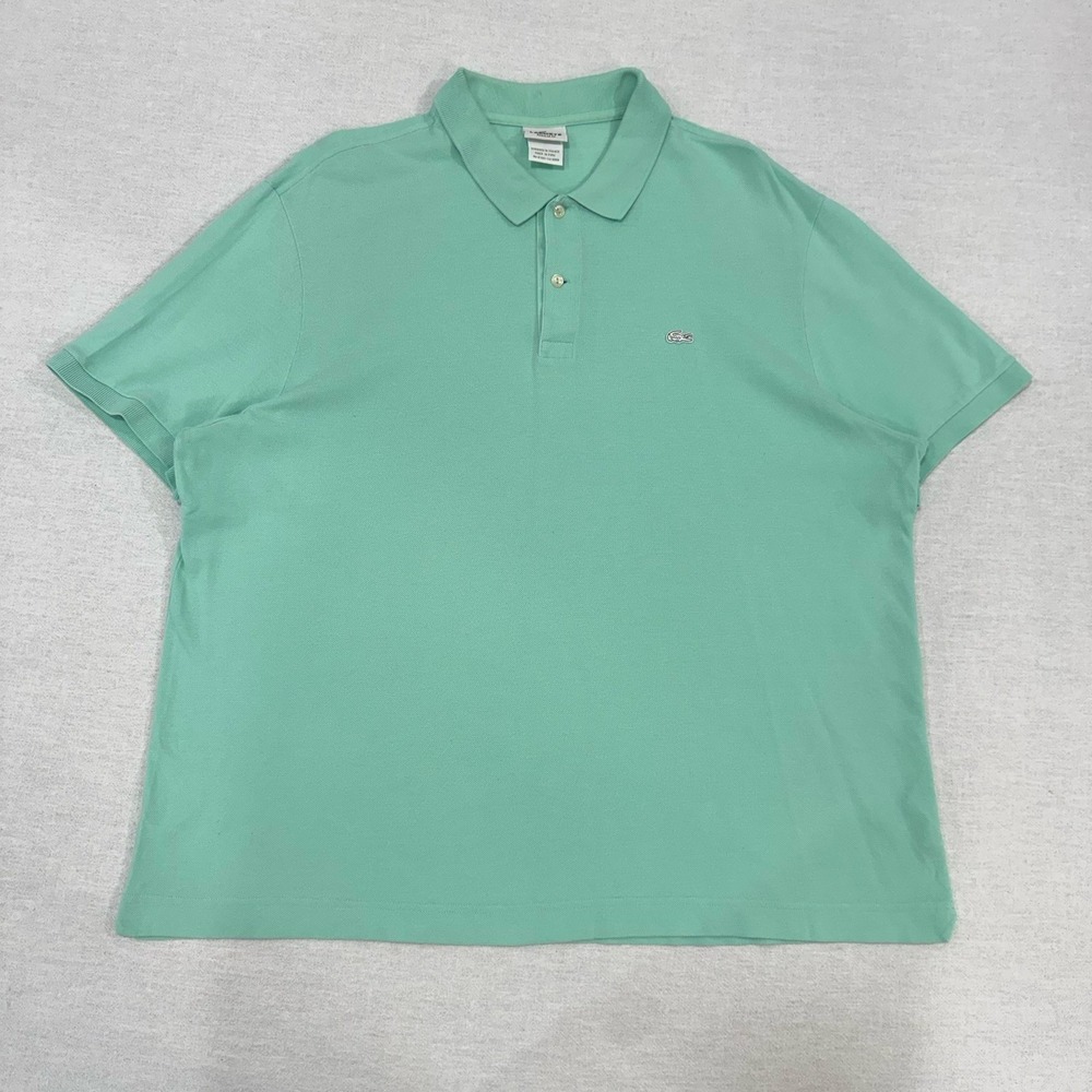Lacoste Mint Green Mesh Polo Pique Shirt Men's 2XL FR 8 White Croc - Picture 6 of 7